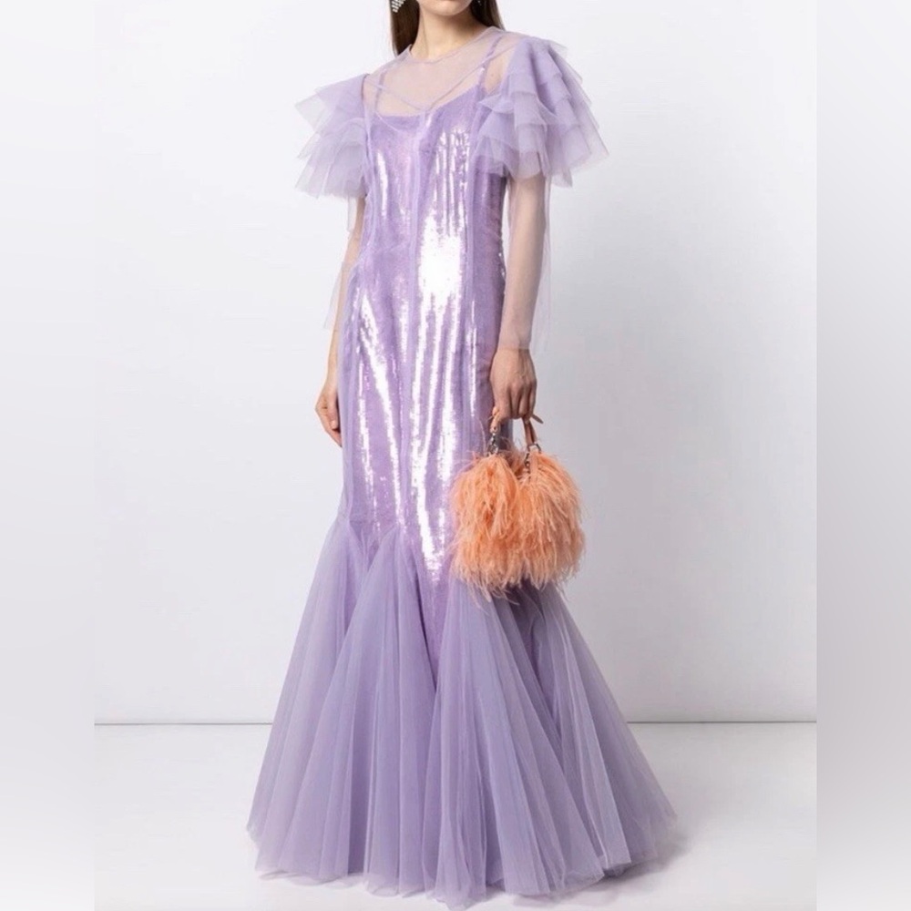 Huishan Zhang Sequin-Embellished Tulle Gown Women's Size 8 NWT  MSRP $7331